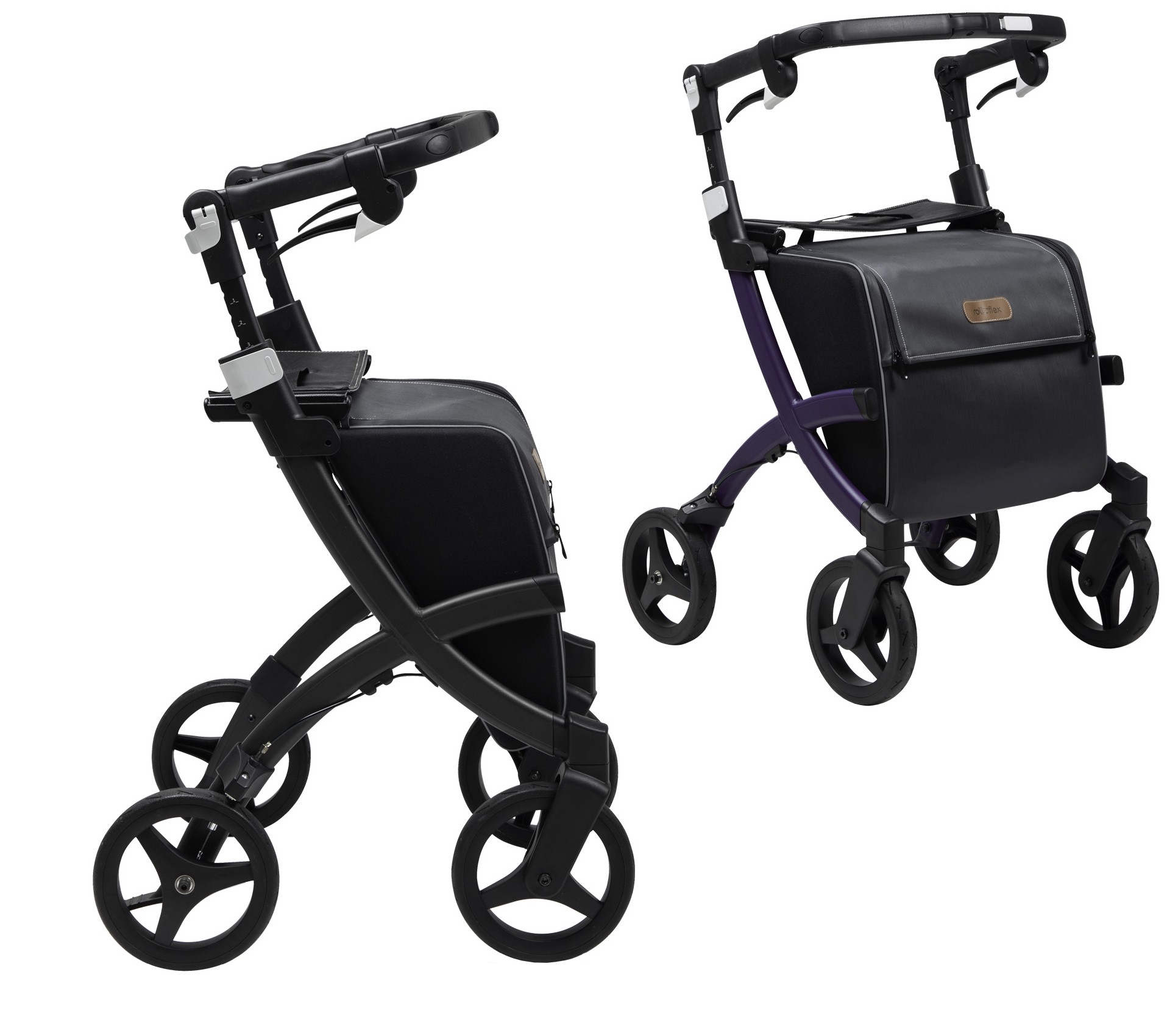 Rollz Flex 2 lightweight rollator in two color frames