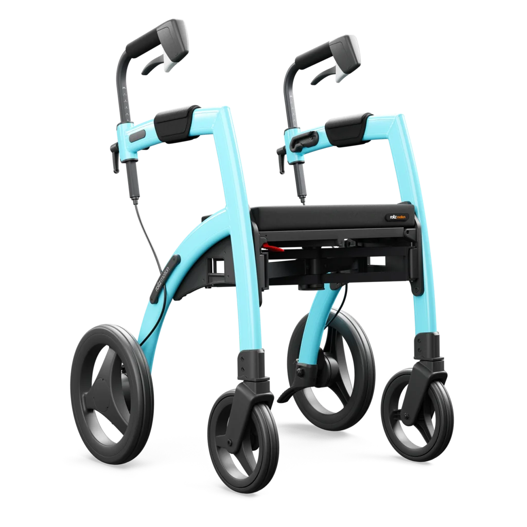 Rollz Motion Island Blue regular size in rollator configuration