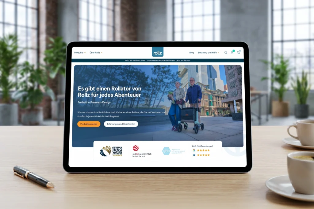 Screenshot des deutschen Rollz-Webshops